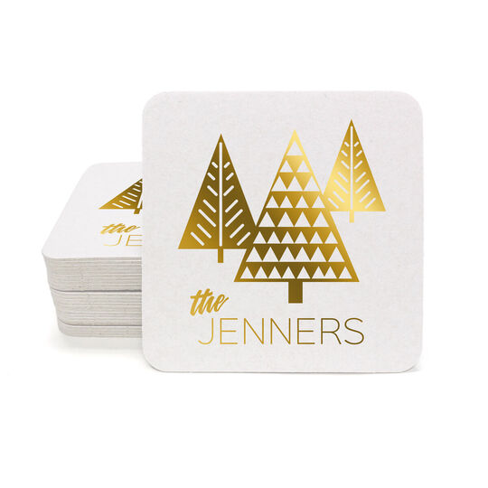Modern Trees Square Coasters